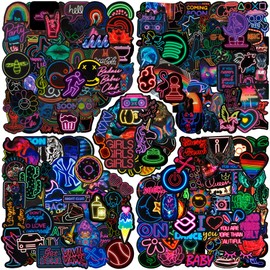 GamesMonkey® - Italian Design Neon Vinyl Waterproof Stickers Kit 220 Pieces - Neon Lights Style Decals for Phone Cases MacBook Laptop PC Bottle Snowboard Luggage Guitar Car Motorcycle Helmet