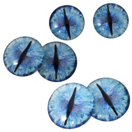 Megan's Beaded Designs Blue Ice Dragon Glass Eyes Bundle Small Meduim or Large Sizes 6mm to 30mm Jewelry Cabochons Art Fantasy Taxidermy Domed (Large Bundle: 20mm, 25mm, 30mm)