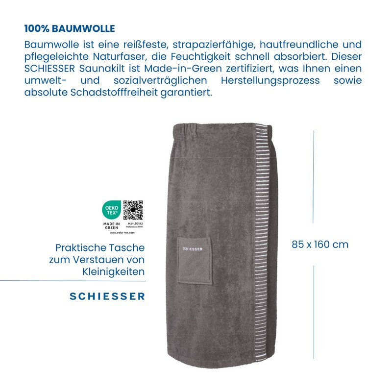 Schiesser Rome Sauna Kilt for Women Made of Absorbent Cotton