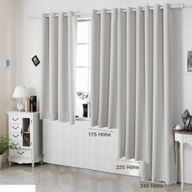 WOLTU Blackout Curtains with Eyelets Thermal Curtain Opaque Against Cold and Heat Eyelet Curtain 250 g/m² Thick Curtains Blackout Curtains Living Room Bedroom 135 x 225 cm Grey White (Pack of 1)