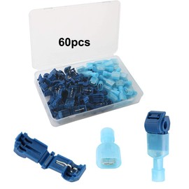 QitinDasen 60pcs Premium Blue T Branch Connectors Quick Connectors, T-Quick Connector + Fully Insulated Flat Connector, T-Tap Electrical Connectors (30 Pairs)