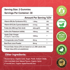 Keto Apple Cider Vinegar Gummies, Keto ACV Gummy Diet Supplement, Advanced 1500mg ACV Gummies with Folate, B12、B6 and Keto Support for Women Men, Gelatin- Free, Vegan & Non-GMO (Multi-Flavor)