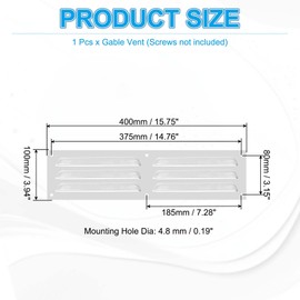 PATIKIL 4x16 Inch Aluminum Vent Cover, Screen Air Grille Ventilation Cover HVAC Louvered Grill Built-in Mesh for Home Kitchen Fireplace Bathroom Wall Ceiling, Silver