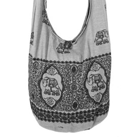 Lovely Creations Hippie Boho New Elephant Crossbody Bohemian Gypsy Sling Shoulder Large Size (MM Gray)