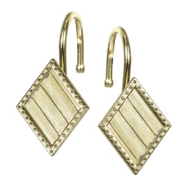 Gold Geometric Shower Curtain Hooks: Rust Proof Metal Diamond Shaped Decorative Shower Curtain Rings - Modern Luxury Fancy Sparkle Shower Curtain Hangers for Bathroom - Set of 12