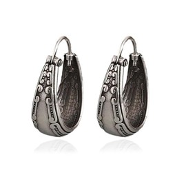 Vintage Boho Chunky Hoop Earrings for Women Bohemian Engraved Flower Dangle Earring Fashion Textured Design Indian Jewelry Accessories