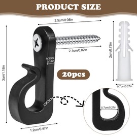 20Pack Q-Hanger Screw in Hooks Screw Hooks with Safety Buckle for Light Wire for Hanging String Lights Hanging Fairy Lights Plants, for Christmas, Festival,Patio, and Fence Decorations