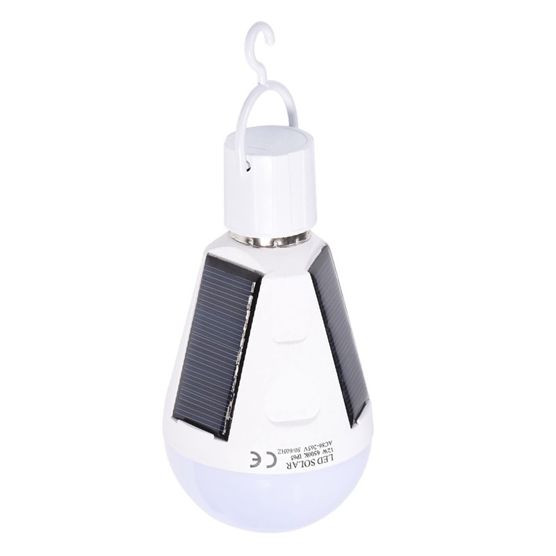 Solar Panel LED Light Bulb Portable Waterproof Indoor/Outdoor Hiking Camping