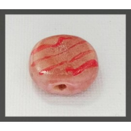 KAZURI BEADS -  MINI PITA PAT - pink & orange with the diagonal stripe pattern