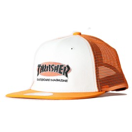 Slasher 23TH-C01K / OVAL MAG CAP Kids Flat Cap (Half Mesh) Hat, WHT/ORG