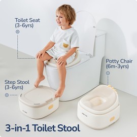 USBETTAS 3-in-1 Potty Training Toilet Seat & Potty Chair & Step Stool,Versatile Toddler Potty Trainer for Boys & Girls,Easy Cleaning & Assembly,Comfy TPE Seat Base,Splash Guard,8 Safe Non-slip Strips