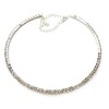 Caprilite Classic Slim One Row Crystal Choker Necklace Silver Sparkly
