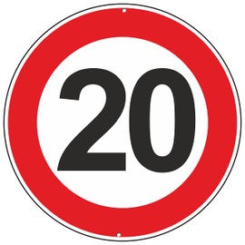 Pubblimania Maximum Speed 20km Aluminium Road Signs Round 3mm Thick Outdoor Diameter 30 (Max Speed 20km)