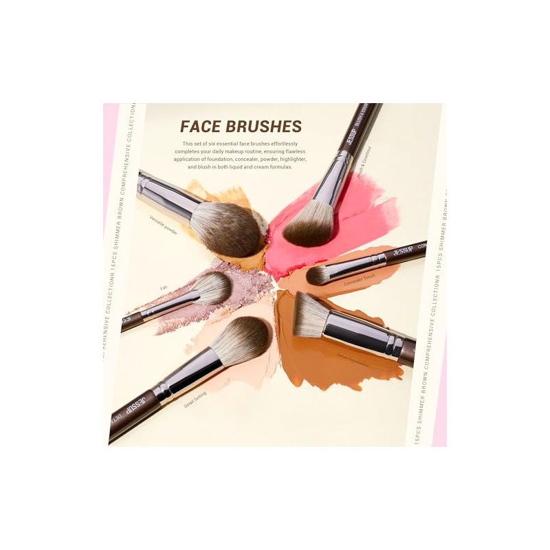 Jessup Brochas de Maquillaje para Base, Contorno, Sombras y Delineado