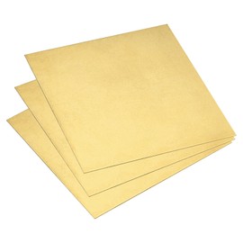 sourcing map 3Pcs Brass Sheet, 4" x 4" Metal Sheets 0.02" Thickness H62 Brass Plates for DIY Crafts, Electrical, Repairs, Industry
