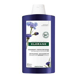 Champú Klorane anti amarilleo con Centaury para cabello rubio, blanco, plateado, pastel con pigmentos azules naturales, Deluxe Size - 13.5 fl.oz.