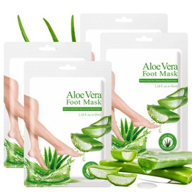 4 Pack Foot Peel Mask, Aloe Vera Hydrating Foot Mask, Deep Exfoliation for Smooth Feet, Foot Mask for Removes Dead Skin and Calluses, Nourishing Formula with Soothing Aloe
