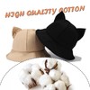 Ladies Cat Ears Bucket Hat Solid Color Fisherman Hat for