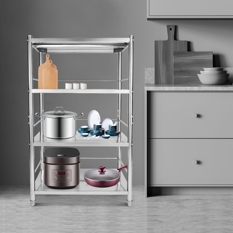 DDBESSIC Stainless Steel Shelves 4 Tier 31x18x52in Adjustable Shelf Storage