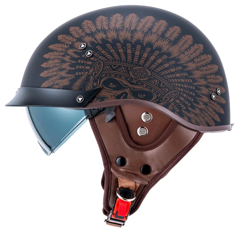 VCOROS Half Helmet Motorcycle DOT Approved Open Face Helmet F07