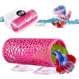 Abizoo Betta Hideout,Cute Betta Fish Tunnel Pink for Small Fish Shrimp Safe Resin Hollow Betta House Fish Tank Decoration for Betta Fish Hide,Play and Rest Breed Aquarium Betta Hammock Cave Shelter