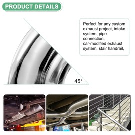 M METERXITY OD 5 Inch 45 Degree Mandrel Bend Elbow, Thicken 1.5 mm 304 Stainless Steel Exhaust Elbow Pipe for Car Modified Exhaust System, Stair Handrail Bend, Height 130 mm