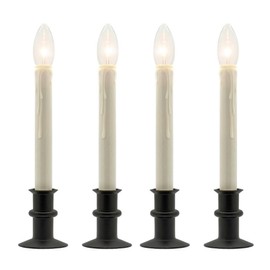 Celestial Lights Set of Four Battery Operated Remote Programmable Window Hugger Candle for Narrow Window Sills Daily Timer Choose 6, 8, or 10 Hours Flicker or Steady (Black Oynx)
