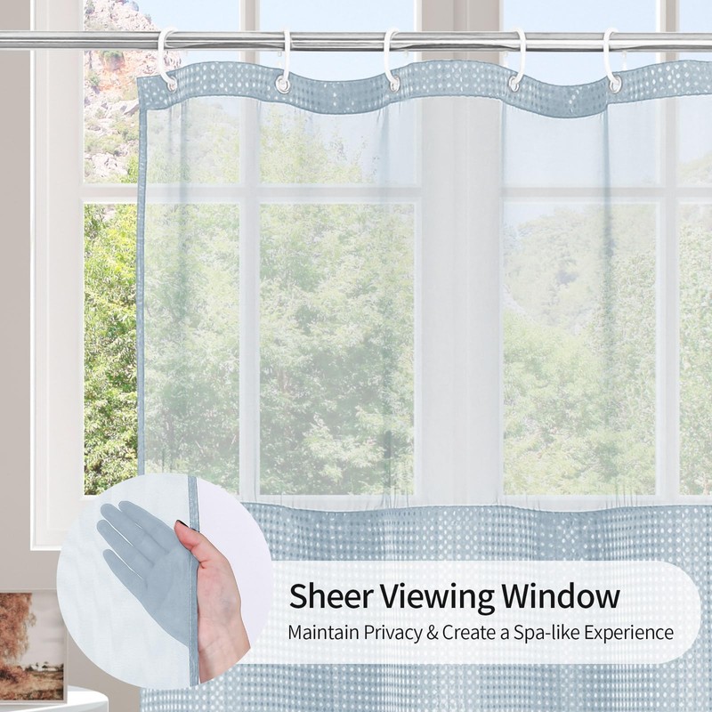 MitoVilla Blue Small Stall Shower Curtain 36 x 72, Narrow