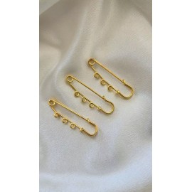 Unbranded Iron Safety Pin Brooch Findings, 3 Loops Kilt Pins Gold