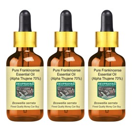 Devprayag Pure Frankincense Essential Oil (Alpha Thujene 70%) Boswellia serrata with Glass Dropper Natural Therapeutic Grade Steam Distilled (Pack of Three) 100ml X 3 (10 oz)