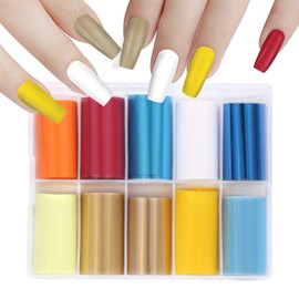 WOKOTO 10 Rolls Bright Color Nail Foils Nail Art Transfer Stickers Nail Art Foils Sheets Nail Wraps Nail Transfer Foil for Nails Transfer Paper Nail Decoration for Women Girls (1.57inch×39.4inch)