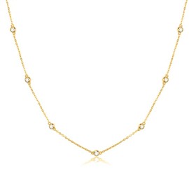 MARLION JEWELS Necklace for women in 925 silver with precious zirconia inlay. Silver chain for women ideal as a gift. Necklace for women. Jewellery for women, Gold - silver