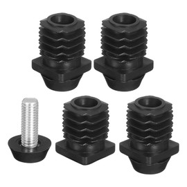 sourcing map 4 Set Leveling Feet, M8x20x20mm Plastic Adjustable Furniture Leg Leveling Rectangle Tube Insert Screw-in Glide Levelers Fit Hole 30mm for Table Chair Furniture, Black