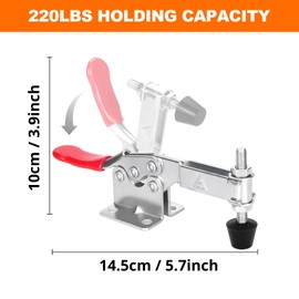 Chfine 10 Pack Toggle Clamps, Hold Down Clamp 220Lbs Holding Capacity Quick Release Horizontal Clamps with Rubber Pressure Tip for Woodworking Jigs and Fixtures, Welding, Drill Press, Crosscut Sled