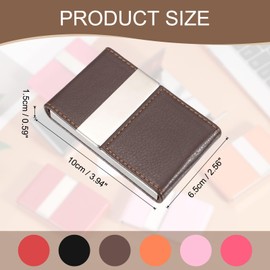 sourcing map Business Card Holder, PU Leather Business Card Case Pocket Business Name Card Metal Holder with Magnetic Shut for Men and Women, Blue