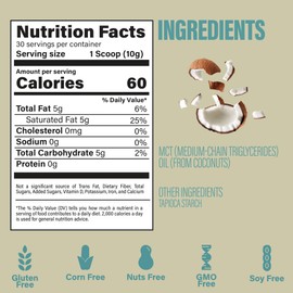 BUBS Naturals MCT Oil Powder - Premium MCT Oil & Keto Coffee Creamer - Vegan & Paleo Friendly - Healthy Coconut Fats + Low Carb - Dairy-Free Energy Source for Shakes, Smoothies & Baking (10.6 oz)