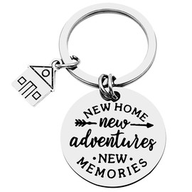 New Home New Adventures New Memories Keychain, New Homeowner Housewarming Gifts for Women Friends Neighbor Family Sister keyring , First Home Moving in Key Chain for New Home Owners Jewelry