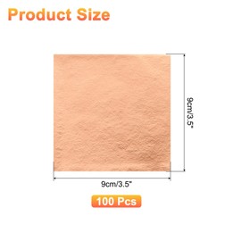 sourcing map 100pcs Leaf Sheets, 3.5" x 3.5" Foil Sheets Paper Sheets for DIY Crafts Painting Nails Resin Furniture Decoration(Rose Gold)