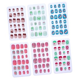Healvian 144pcs Random Cartoon Fake Nails Abs Material Boys and Girls Nail Art Tips Detachable Nail Decals for Children Diy Nail Designs Set