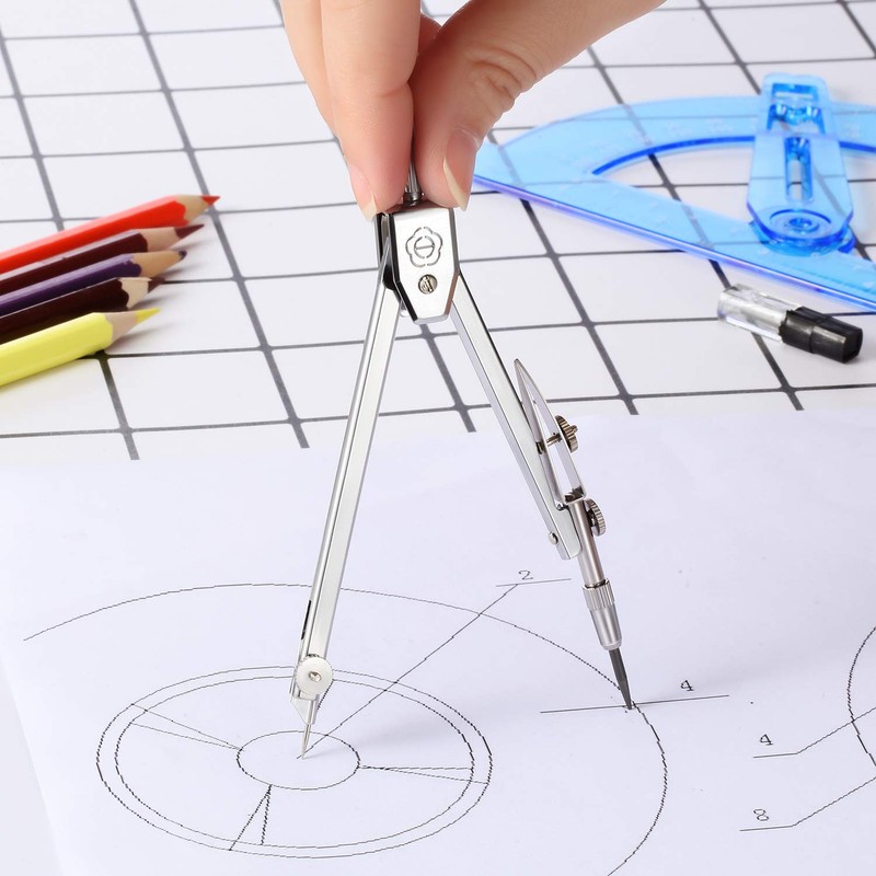 Student Geometry Math Set, Drawing Compass and 6 Inch Blue