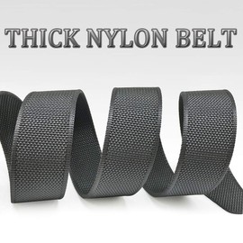 WYuZe Men's Military Tactical Web Belt, Casual Nylon Webbing with No Metal Buckle (Dark Gray, Waist: 28"-42")