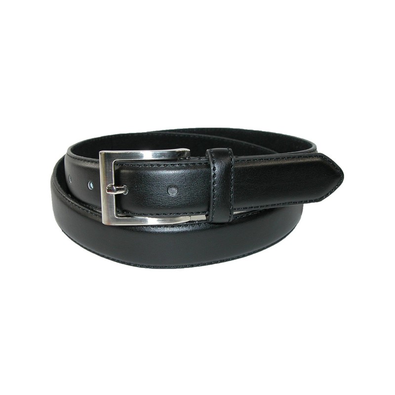 CTM Men's Leather 28.5 mm Basic Dress Belt with Silver