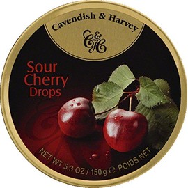 5.3oz Tin-Cavendish & Harvey Sour Cherry Drops (Pack of 12)
