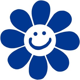 Smiley Face Daisy Flower Vinyl Cutout Sticker Rub On Decal 3.25-by-3.25 Inches (Pink)