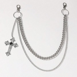 Unbranded Men's Cross Charm Jean Chain Punk Pants Cuban 22" Chain Hip Hop Style Accessory