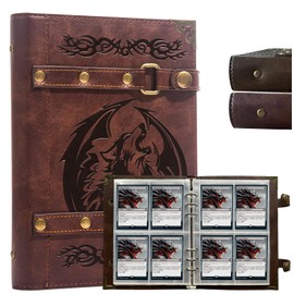 DDFE Collector Card Binder,4 Pocket Trading Card Binder,240 Cards Portable Card Games Display Storage Cases Premium Collector Card Album For MTG,TCG,Game Cards(x8-Wolf-Red)