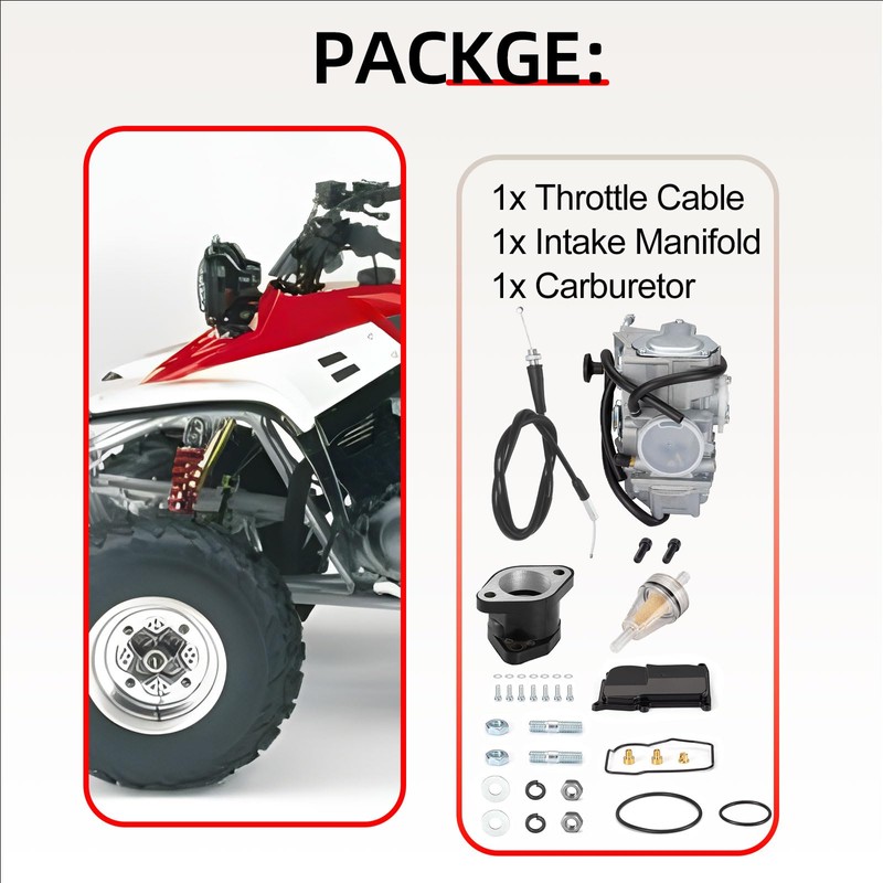 Carburetor Carb & Throttle Cable w/Intake Manifold for Yamaha Warrior