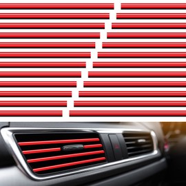 20 Pieces Car Air Conditioner Vent Outlet Decoration Strips Universal Waterproof Bendable Car Vent Outlet Trim Decoration Car Interior Accessories for Straight Air Vent Outlet (Red)