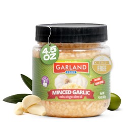 Garland Food Minced Garlic in Jar with Extra Virgin Olive Oil 4.5 oz – Garlic Minced for Cooking and Marinating Your Favorite Dishes (4.5 oz)