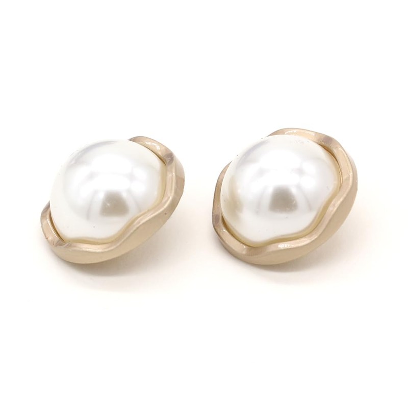 USOSOU 10Pcs 18mm Round Gold Metal Pearl Buttons for Clothing,